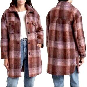 Lucky Brand Plaid Brushed Fleece Shacket
